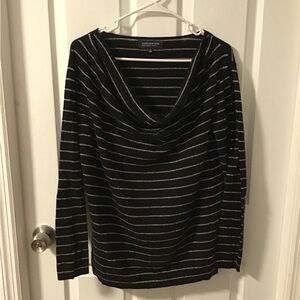 Jones New York Black and Gray Cowl Neck Sweater